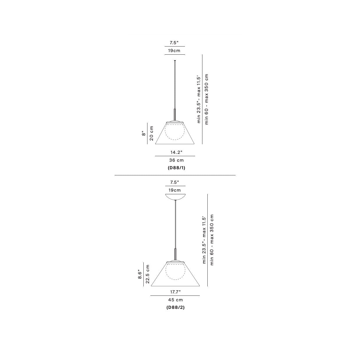 Cappuccina LED Pendant - Diagram