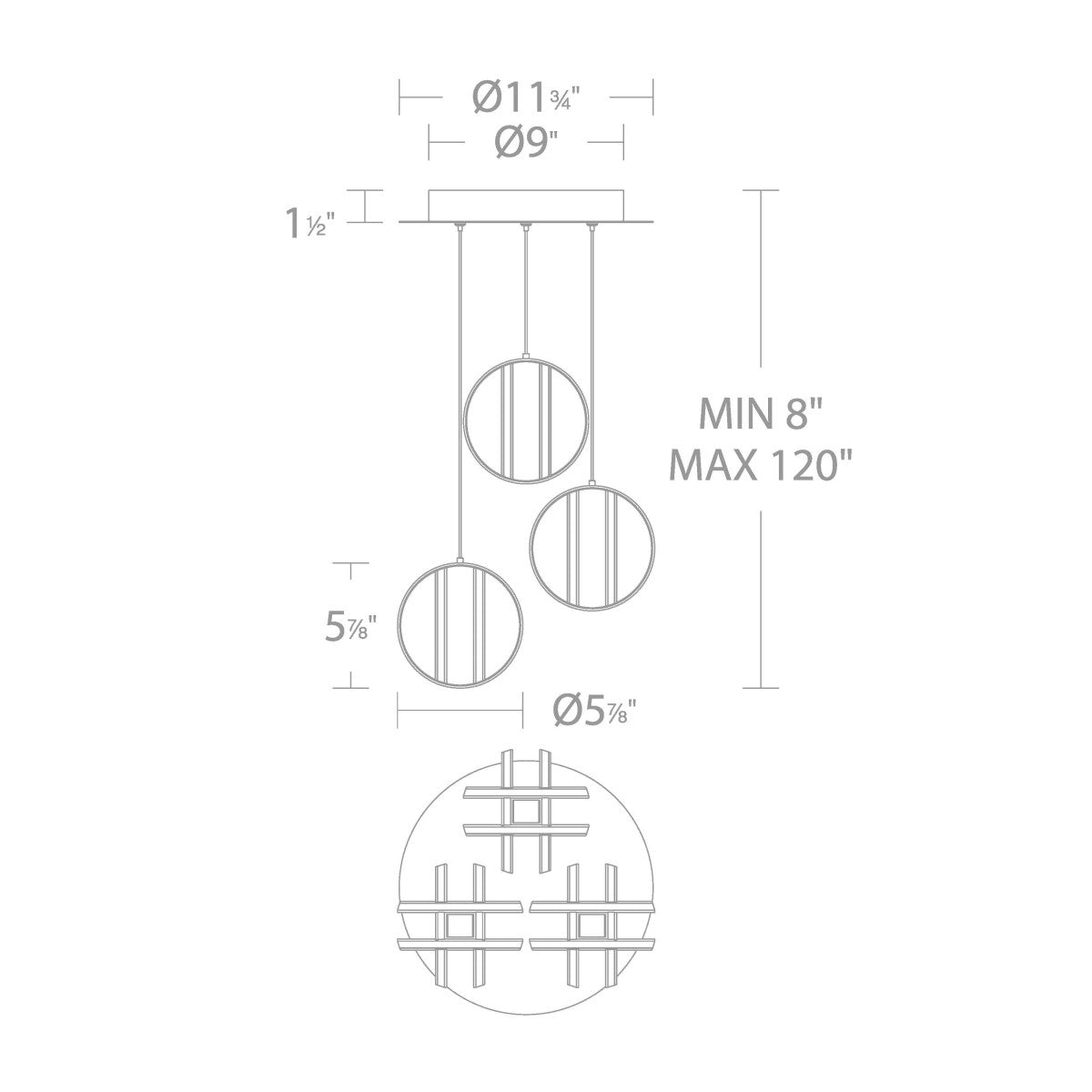 Carillion Multi-Light LED Pendant - Diagram