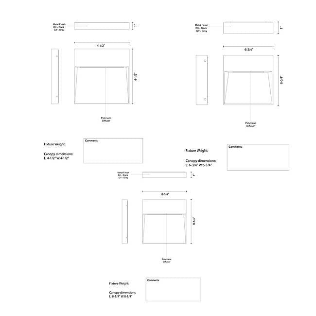 Casa Square LED Outdoor Wall Sconce - Diagram