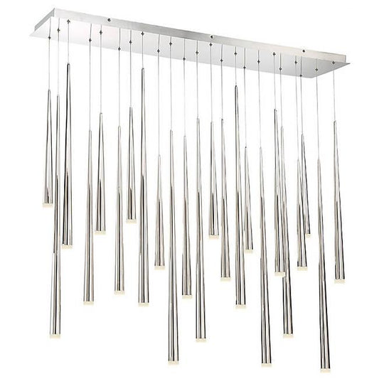 Cascade Etched Glass Rectangular Multi-Light Pendant Light - Polished Nickel Finish