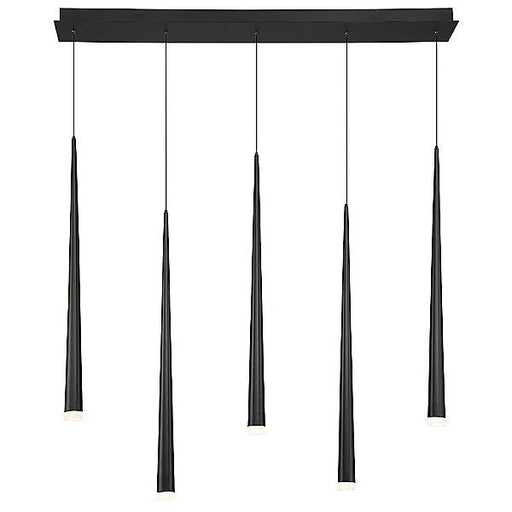 Cascade 5-Light Etched Glass Linear Suspension - Black Finish