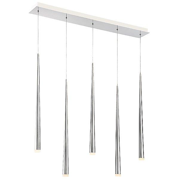 Cascade 5-Light Etched Glass Linear Suspension - Polished Nickel Finish