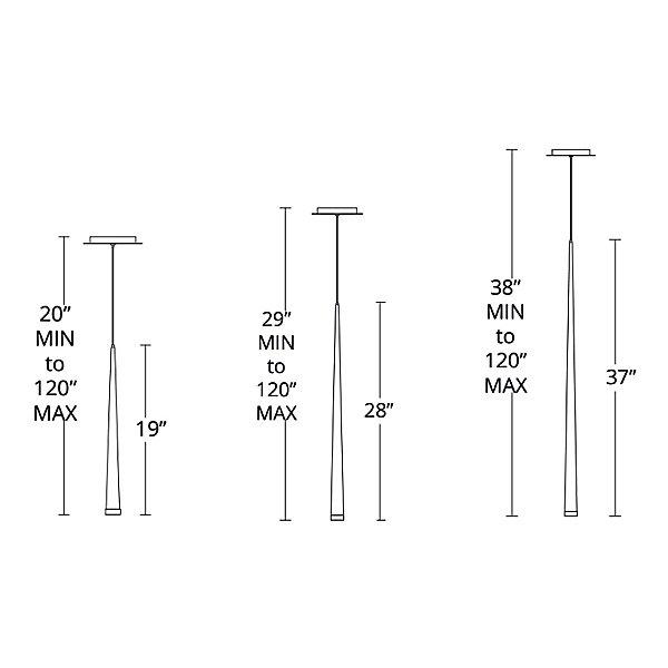 Cascade Etched Glass Mini Pendant Light - Diagram