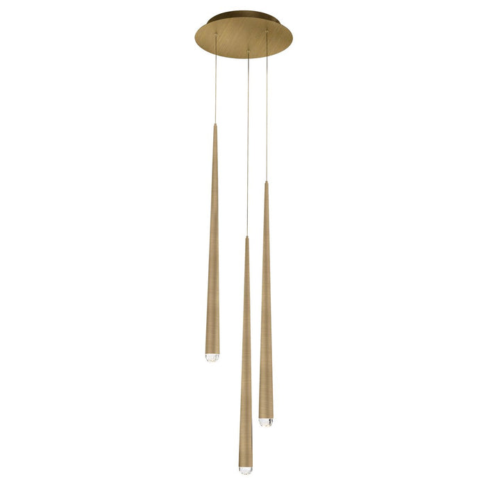 Cascade 3-Light LED Round Chandelier - Aged Brass Finish