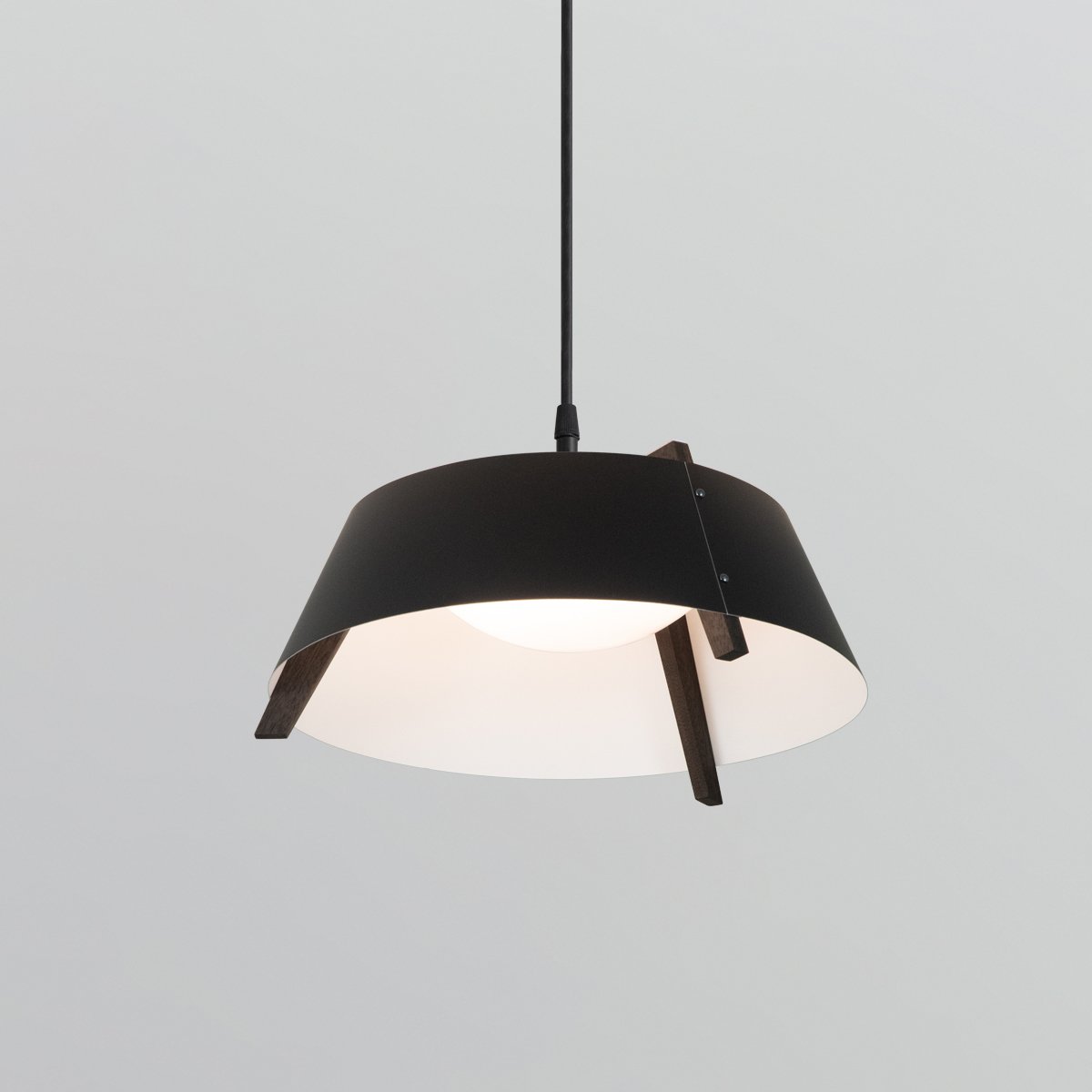 Casia LED Pendant - Matte Black/Dark Stained Walnut