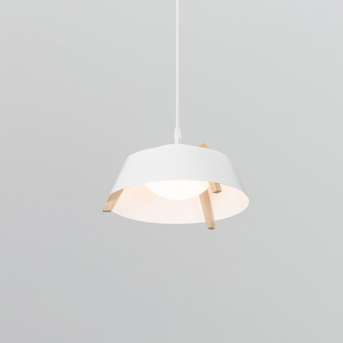 Casia LED Pendant - Gloss White/White Washed Oak