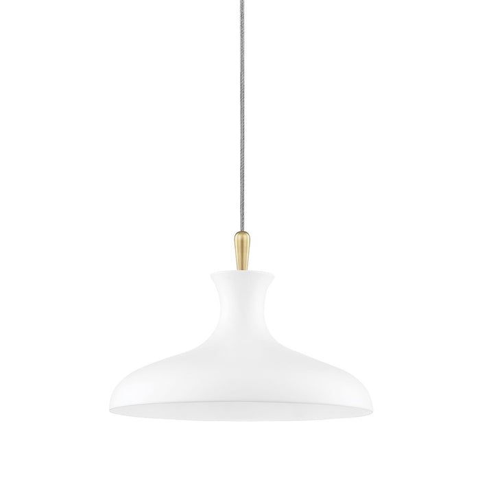 Cassidy Small Pendant - White/Aged Brass Finish