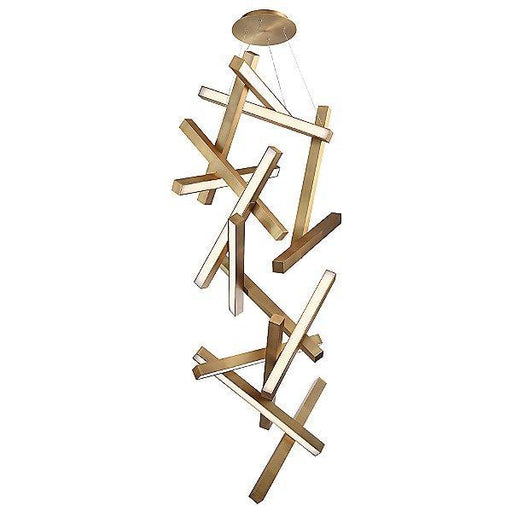 Chaos 75" Vertical Pendant Light - Aged Brass Finish