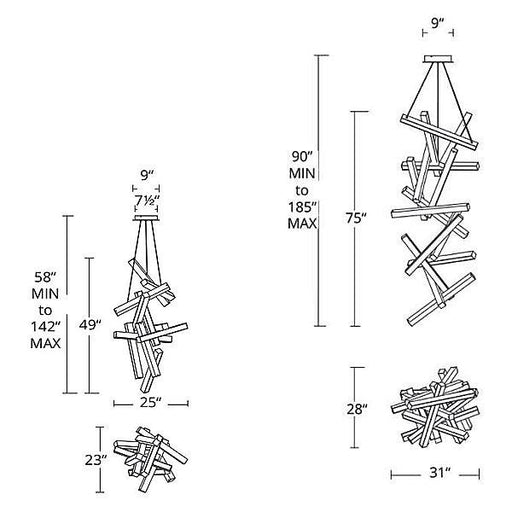 Chaos Vertical Pendant Light - Diagram