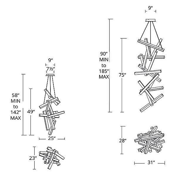 Chaos Vertical Pendant Light - Diagram