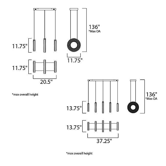 Charm LED Linear Suspension - Diagram
