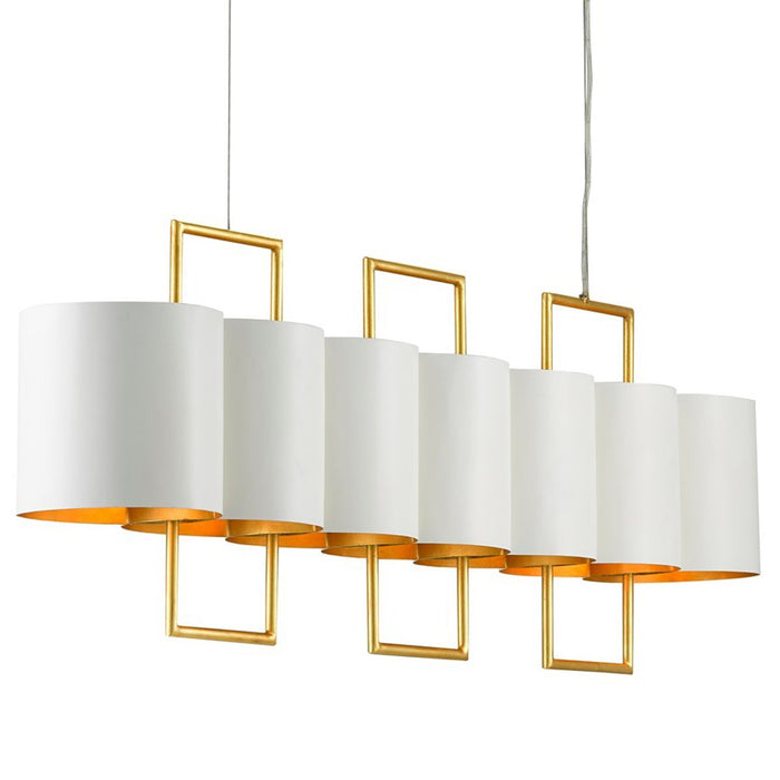Chaunce Linear Chandelier - White/Gold Leaf Finish