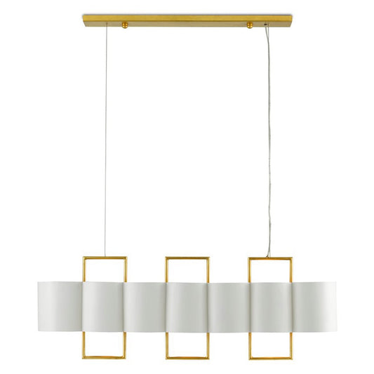 Chaunce Linear Chandelier - White/Gold Leaf Finish