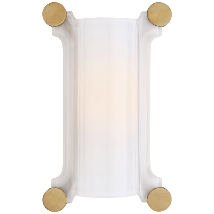 Chirac Small Sconce - Hand-Rubbed Antique Brass & White Glass