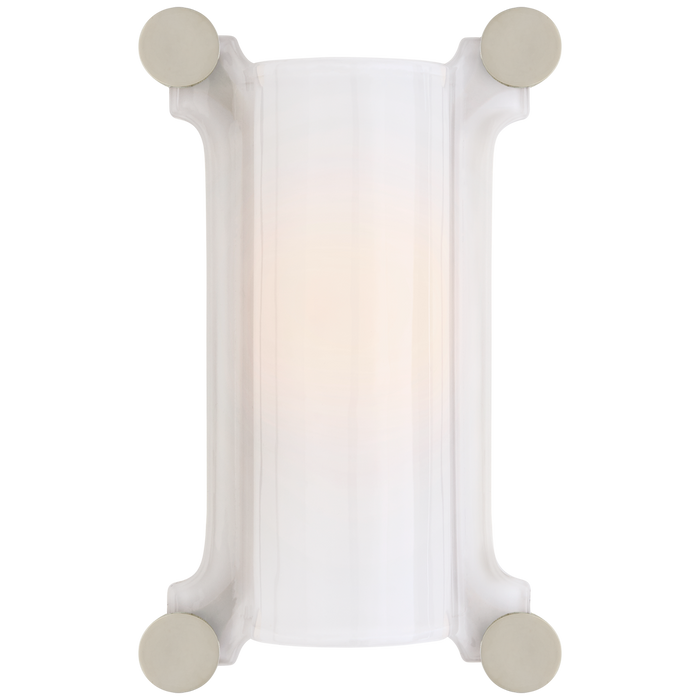 Chirac Small Sconce - Polished Nickel & White Glass