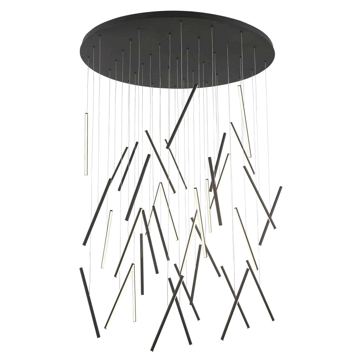 Chute LED Round Multi-Light Pendant - Black Finish