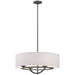 Circuit Large Pendant Light - Smoked Iron Finish and White Fabric Shade with Interior Etched Opal glass