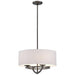 Circuit Small Pendant Light - Smoked Iron Finish and White Fabric Shade with Interior Etched Opal glass