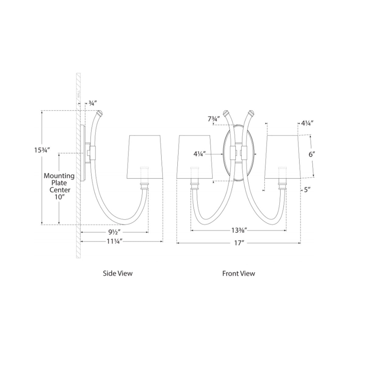 Clarice Double Sconce - Diagram