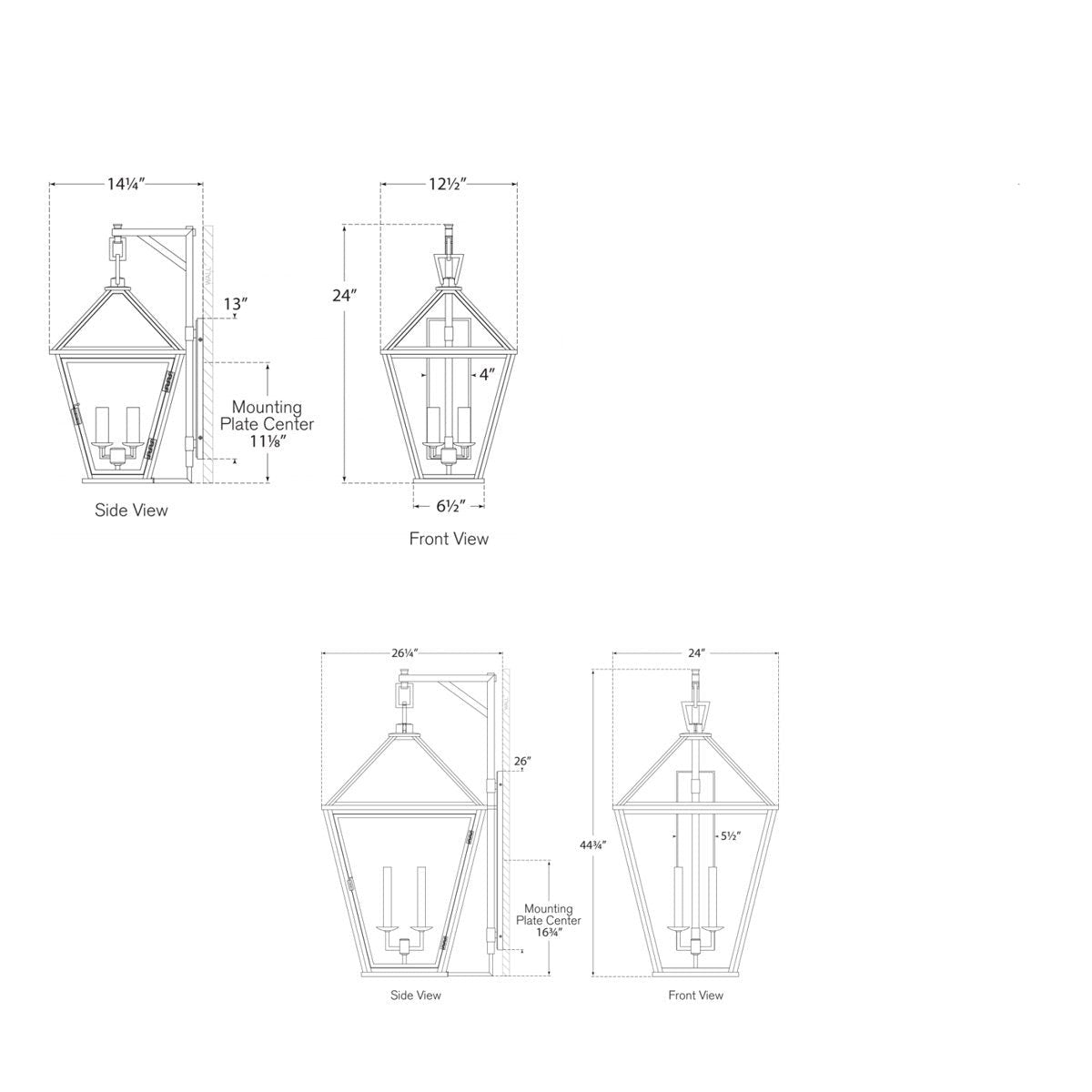 Classic Darlana Bracketed Wall Lantern - Diagram