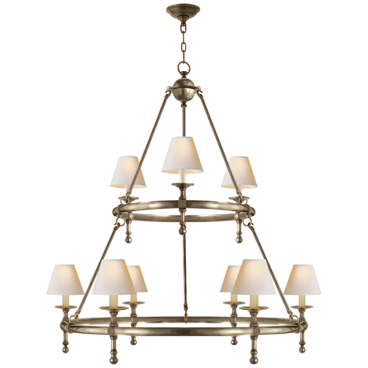 Classic Two-Tier Ring Chandelier - Antique Nickel Finish