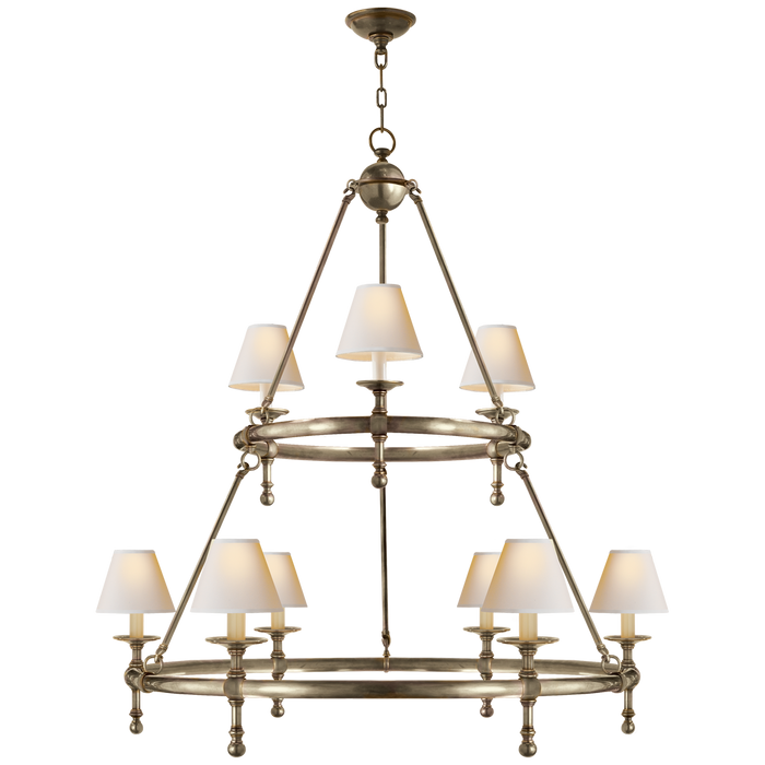 Classic Two-Tier Ring Chandelier - Antique Nickel Finish