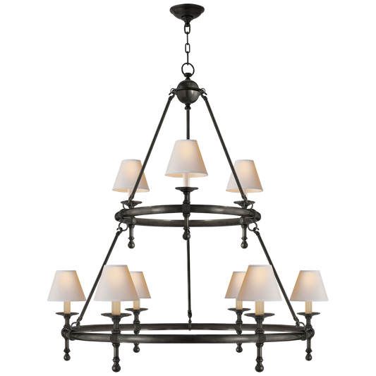 Classic Two-Tier Ring Chandelier - Bronze Finish