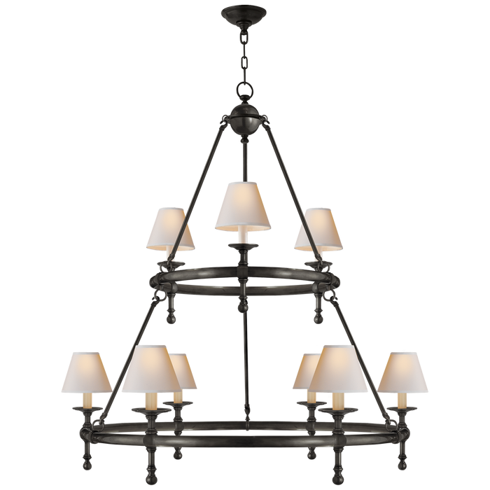 Classic Two-Tier Ring Chandelier - Bronze Finish