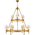 Load image into Gallery viewer, Classic Two-Tier Ring Chandelier - Hand-Rubbed Antique Brass Finish
