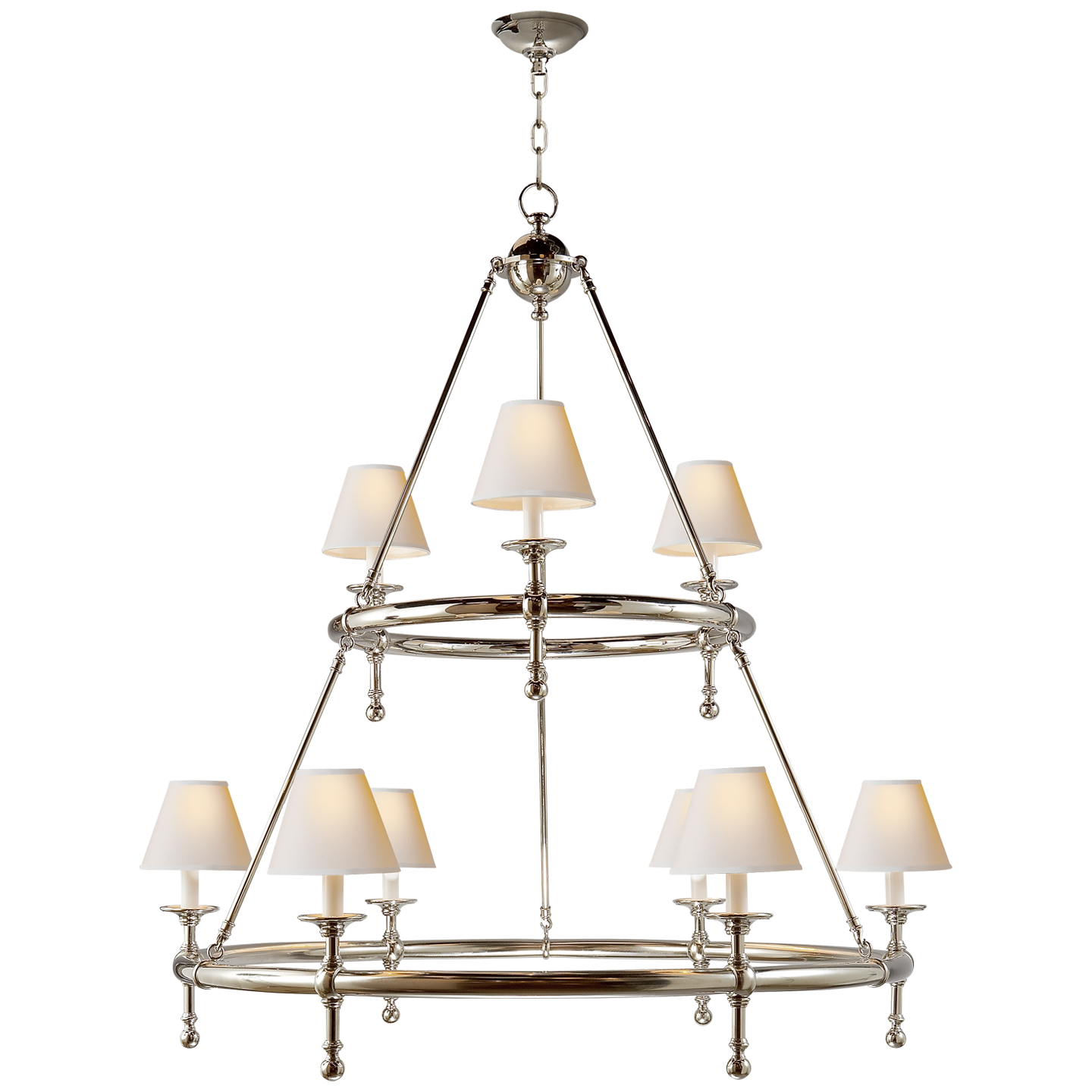 Classic Two-Tier Ring Chandelier - Polished Nickel Finish