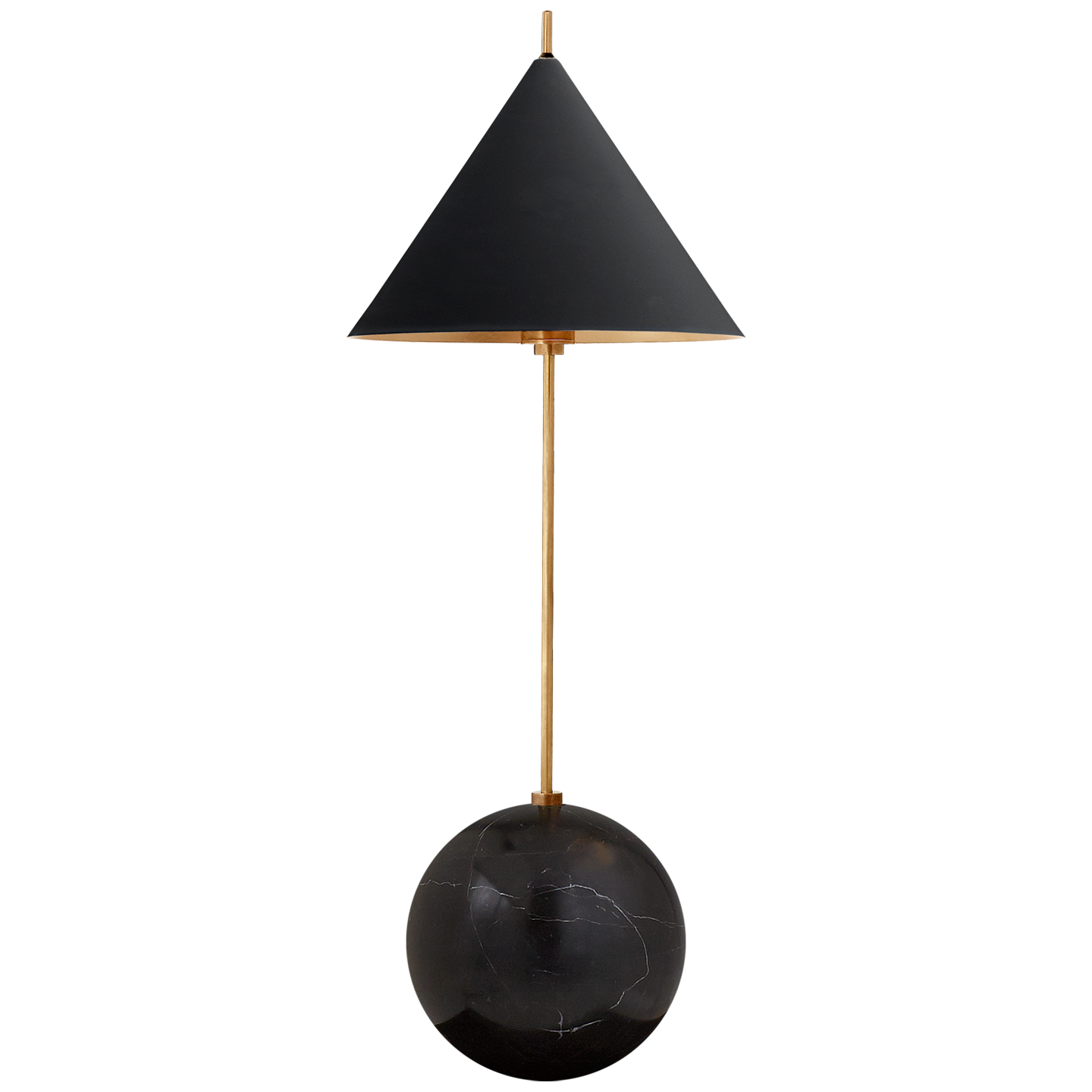 Cleo Orb Base Accent Lamp - Antique =-Burnished Brass with Black Shade