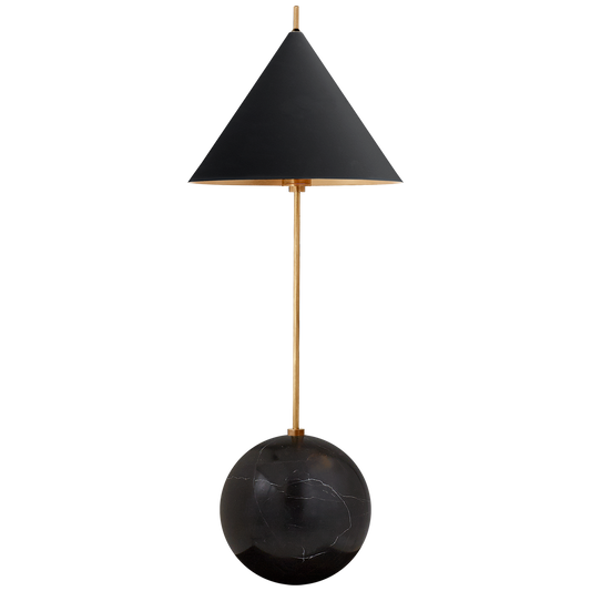 Cleo Orb Base Accent Lamp - Antique =-Burnished Brass with Black Shade