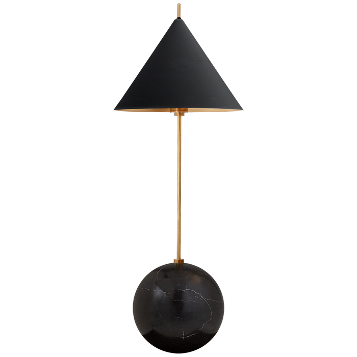 Cleo Orb Base Accent Lamp - Antique =-Burnished Brass with Black Shade