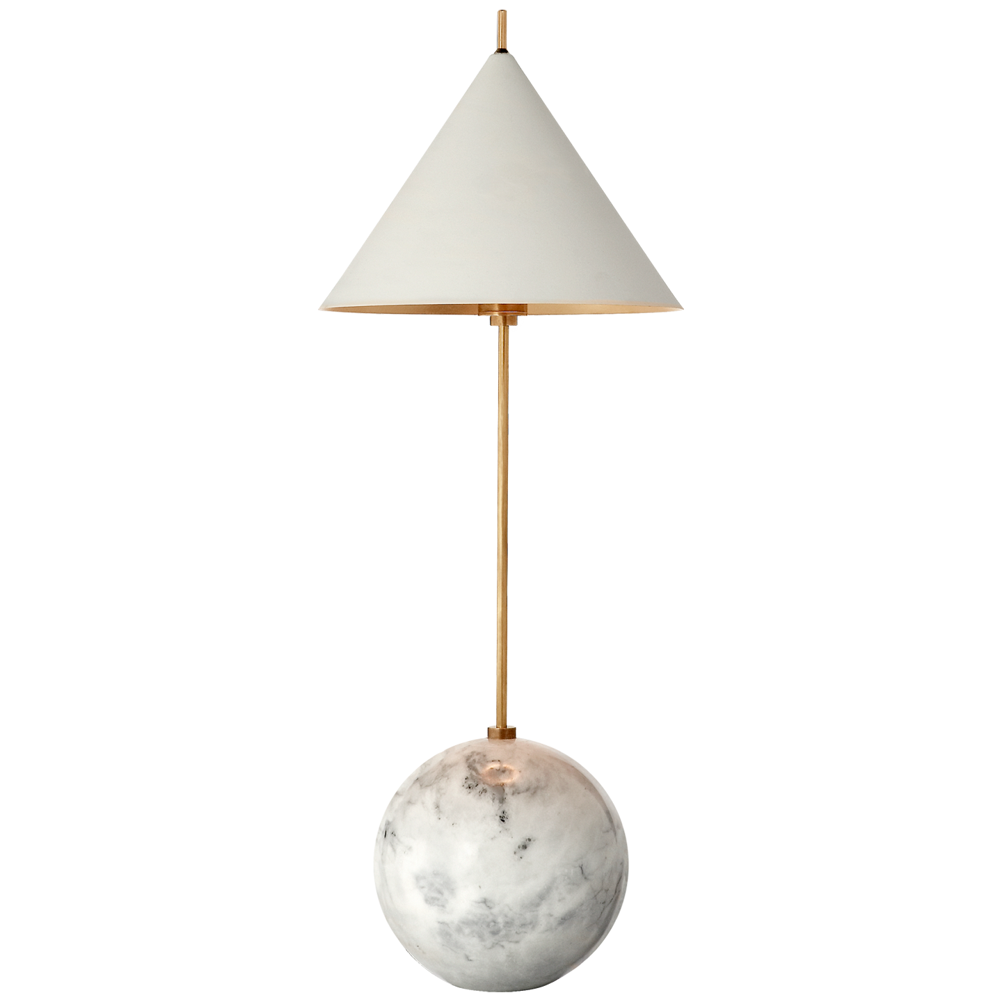 Cleo Orb Base Accent Lamp - Antique-Burnished Brass with White Shade