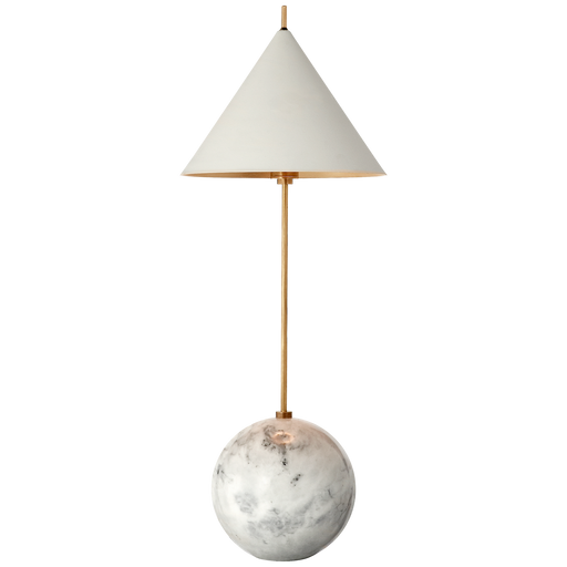 Cleo Orb Base Accent Lamp - Antique-Burnished Brass with White Shade