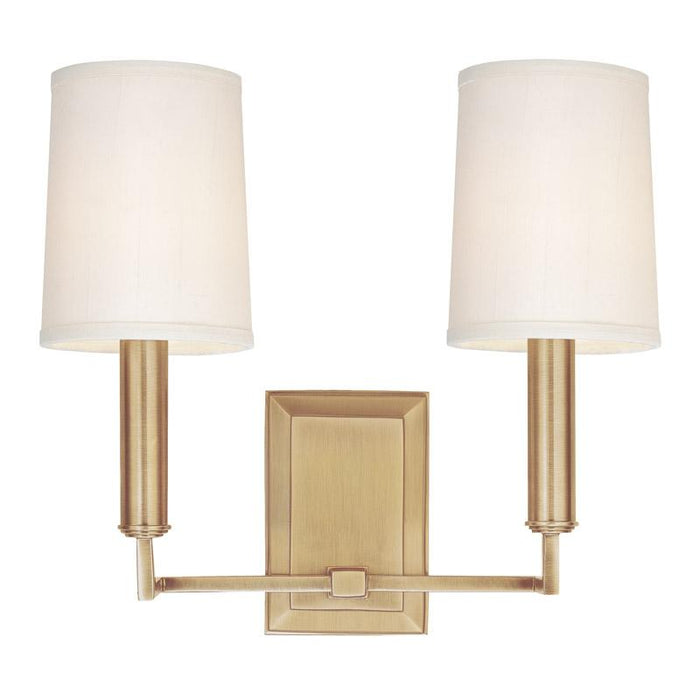 Clinton Double Light Sconce - Aged Brass Finish