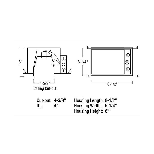 Marquise 4" IC-Rated Air-Tight LED New Construction Housing - Diagram