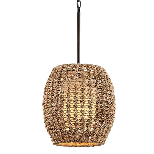 Conga Large Pendant - Bronze Finish with Seagrass Rope