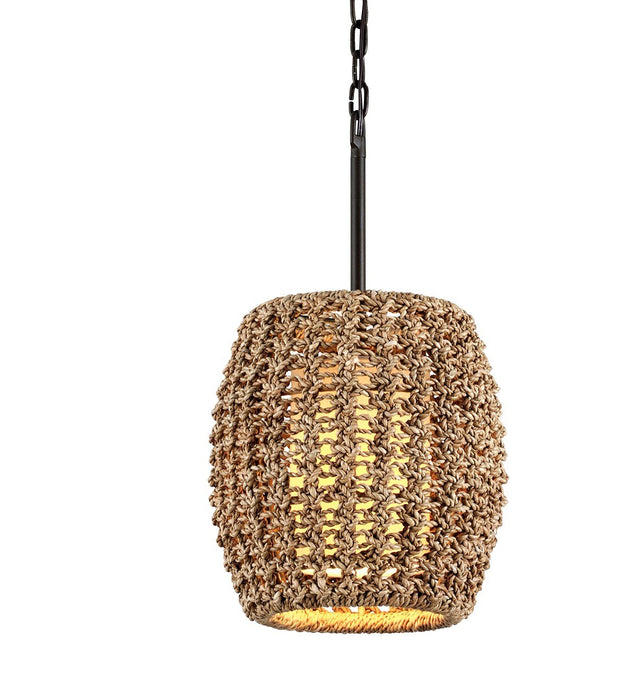 Conga Small Pendant - Bronze Finish with Seagrass Rope
