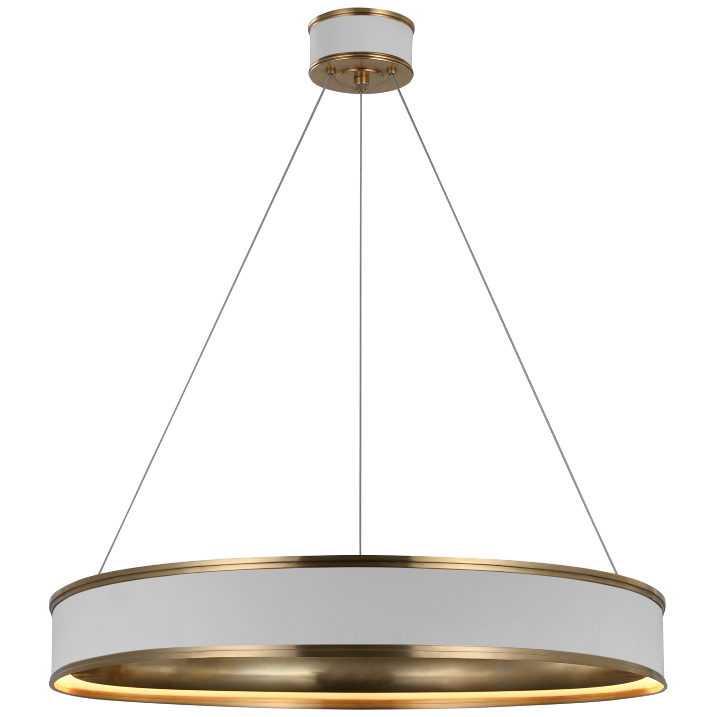 Connery 30" Ring Chandelier - Matte White/Antique-Burnished Brass Finish