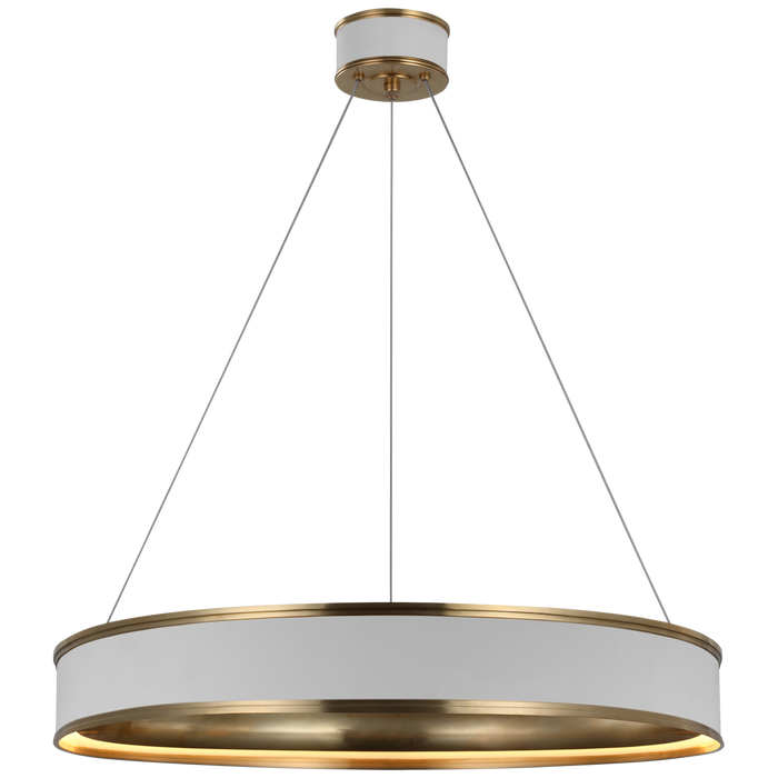 Connery 30" Ring Chandelier - Matte White/Antique-Burnished Brass Finish