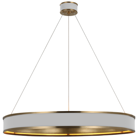 Connery 40" Ring Chandelier - Matte White/Antique-Burnished Brass Finish