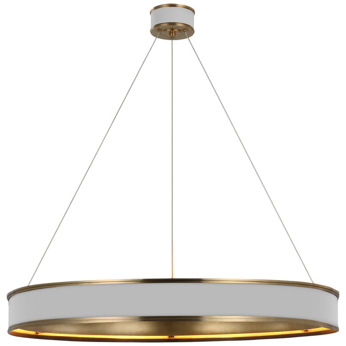 Connery 40" Ring Chandelier - Matte White/Antique-Burnished Brass Finish
