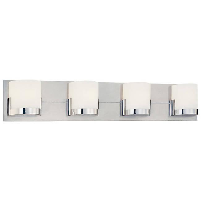 Convex 4-Light Bath Bar - Brushed Aluminum with Chrome Finish