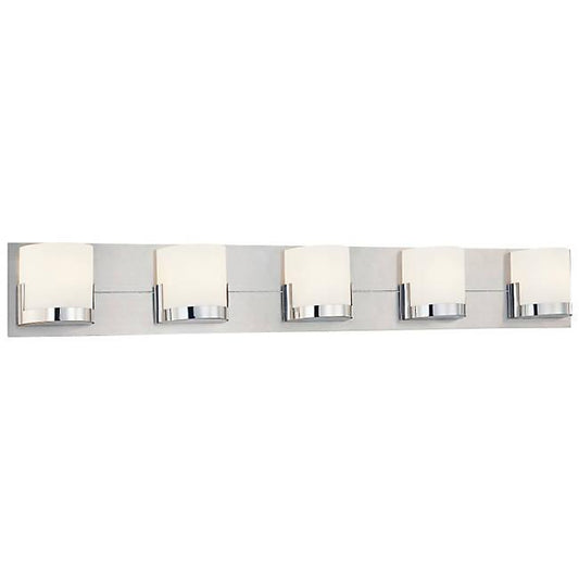 Convex 5-Light Bath Bar - Brushed Aluminum with Chrome Finish