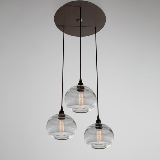 Coppa 3-Light Multipoint Pendant -  Flat Bronze/Optic Clear
