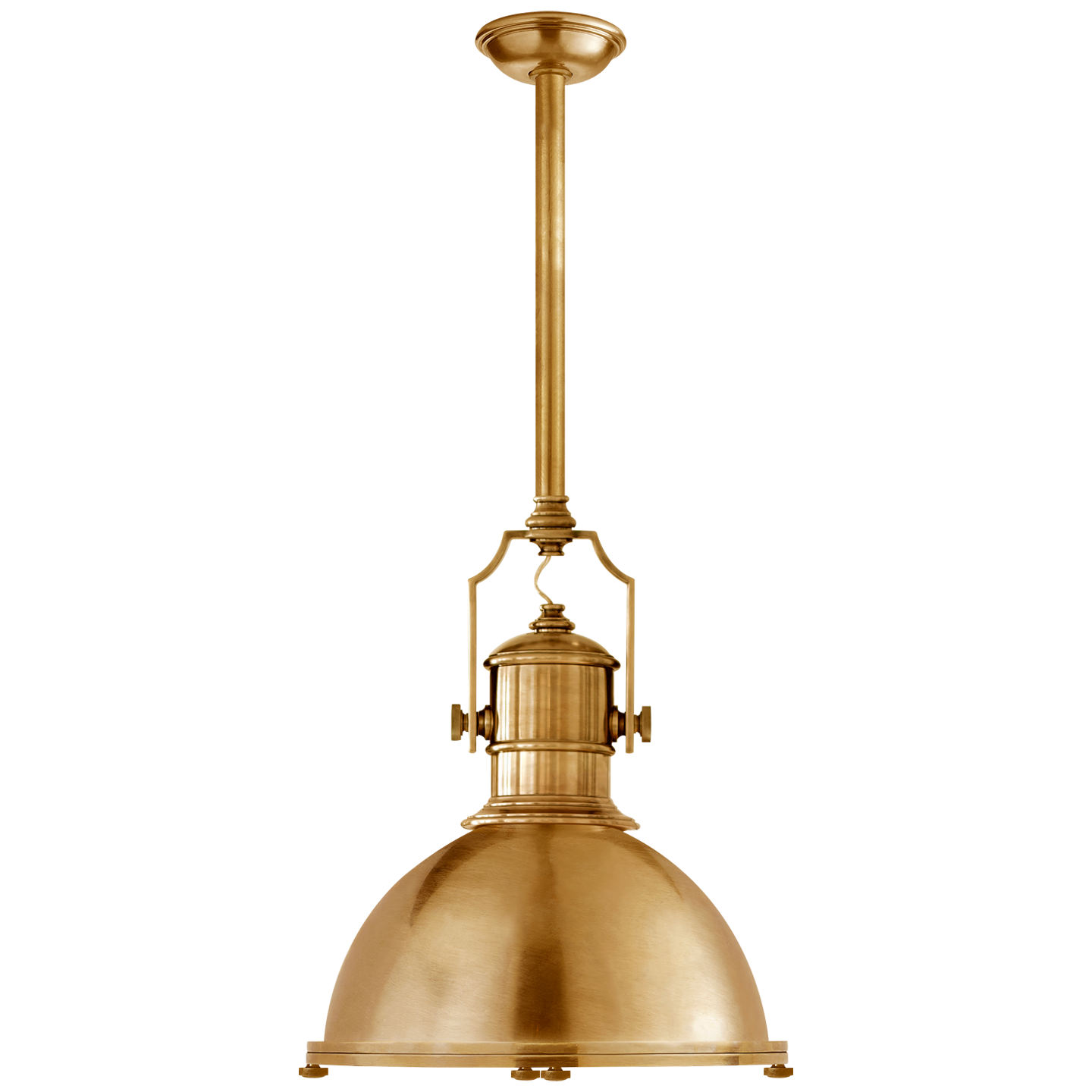 Country Industrial Large Pendant - Antique-Burnished Brass Finish