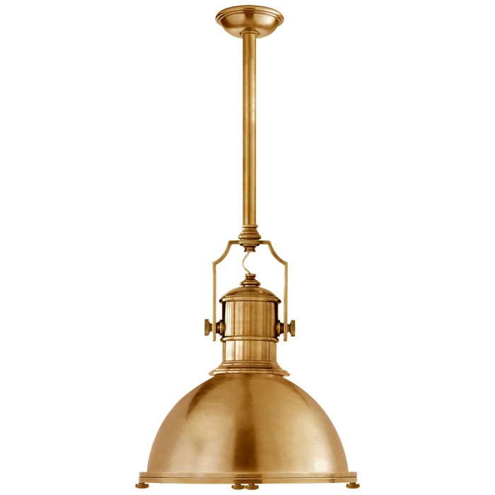 Country Industrial Large Pendant - Antique-Burnished Brass Finish