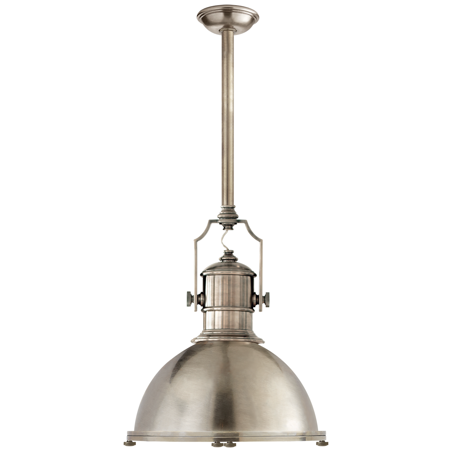 Country Industrial Large Pendant - Antique Nickel Finish