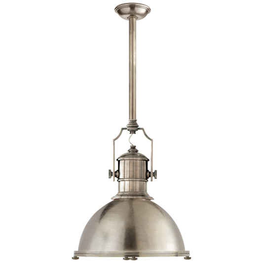 Country Industrial Large Pendant - Antique Nickel Finish